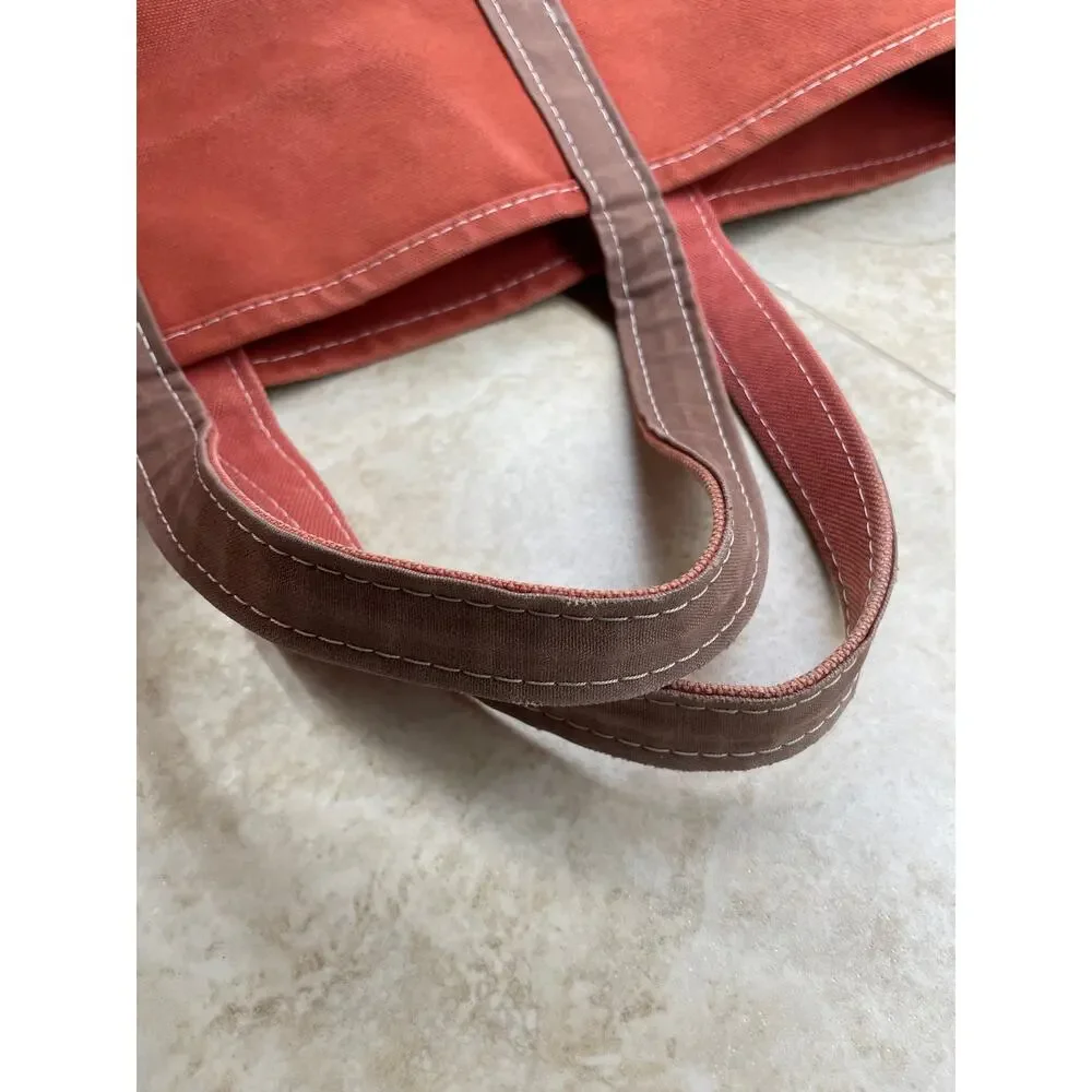 L.L.Bean Boat and Tote Bag Canvas Rust Orange Cotton USA Monogram Cooper - Picture 9 of 15